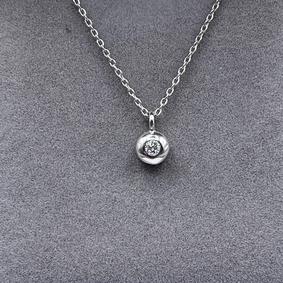 Jewelry - .12 CT Lab Diamond Round Necklace Sterling Silver